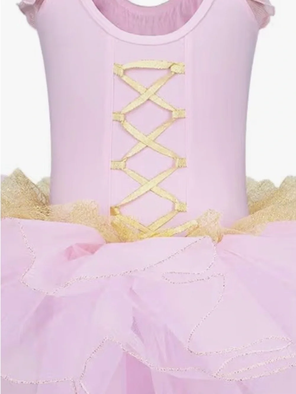 BAOHULU Girls Ballet Tutu Leotard Dress Pink Gold Size M